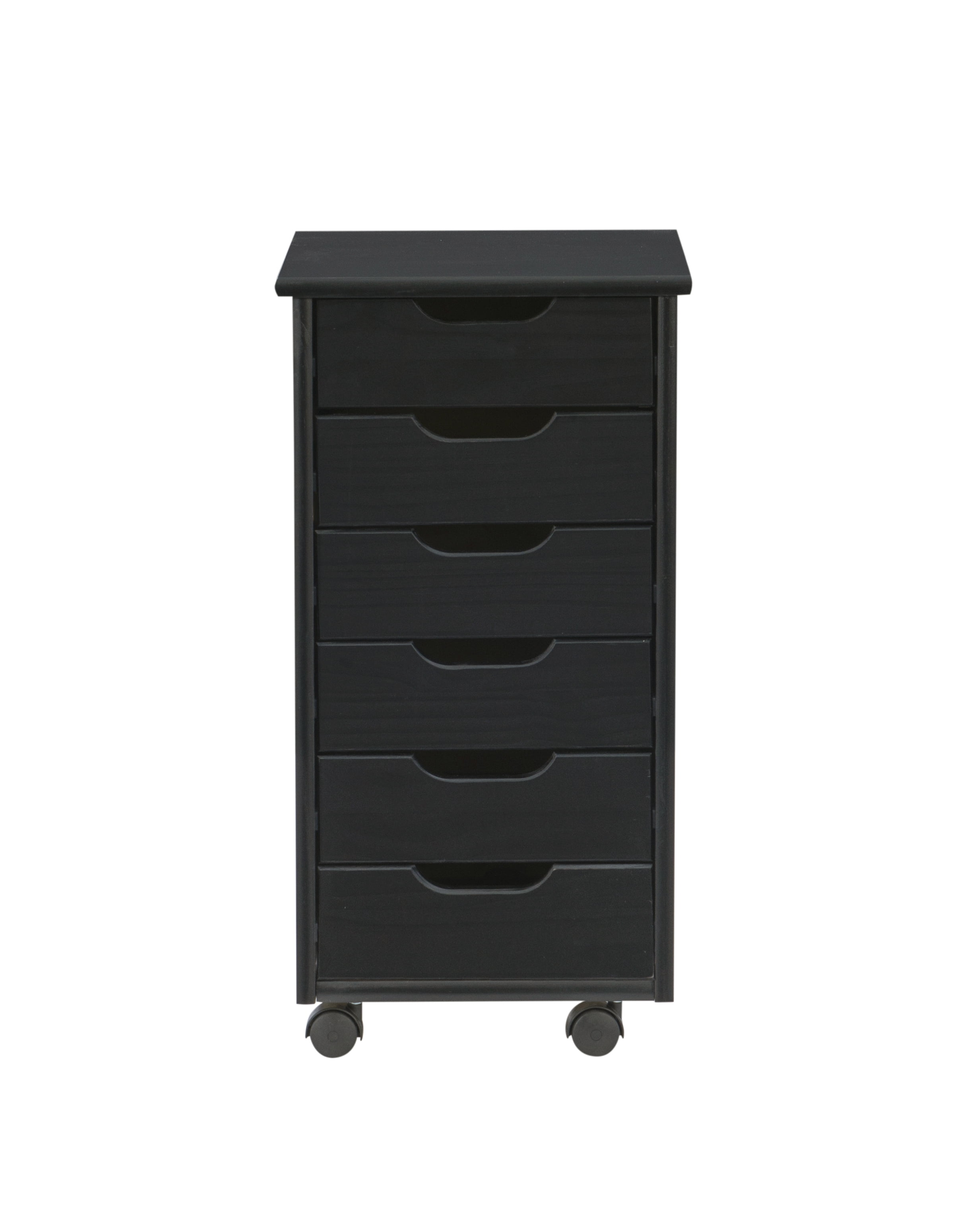 Linon Cary 6-Drawer Rolling Storage Cart, Black