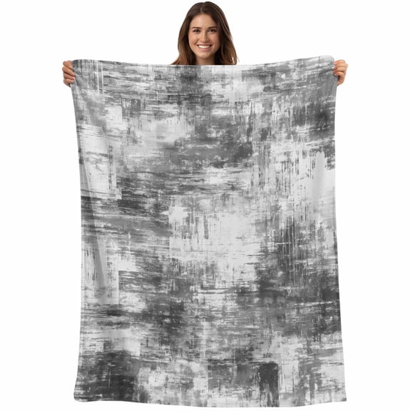 Black Grey Ombre Blanket Soft Cozy Warm Throw Blanket for Couch, Plush Fuzzy Flannel Fleece Blankets for Sofa, Gradient Abstract Art Vintage Bed Blankets Lightweight Gifts for Women, 50"x60"