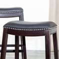 thumbnail image 4 of 24" Stool, Espresso Finish, Black Leather Seat / Good for Kitchen Decor, 4 of 5
