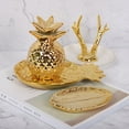 thumbnail image 3 of DRAFIDEEP Ceramic Jewelry Storage Plate Golden Pineapple Design 1Pack Ideal for Bedroom Dresser 11.8x5.2in, 3 of 8
