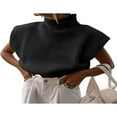 thumbnail image 1 of Femmes Épaulette Pull Haut Col Roulé Sans Manches Pull Large Épaule Tricotée Pull Haut, 1 of 6