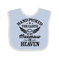 Inktastic Handpicked for Earth by My Meemaw in Heaven with Angel Wings Boys or Girls Baby Bib