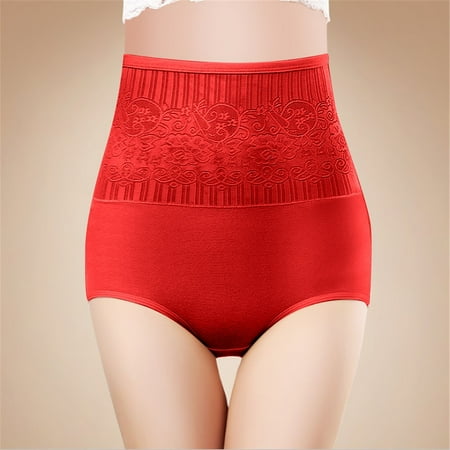

Gubotare Briefs For Women Cotton Panties for Women Bikini Underwear Hipster Underpants Lace Briefs Red L