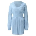 thumbnail image 3 of CAICJ98 Dresses for Women 2023 Womens Turtleneck Oversized Sweater Dress Ribbed Knit Long Sleeve Soft Pullover Mini Dress Blue,S, 3 of 5