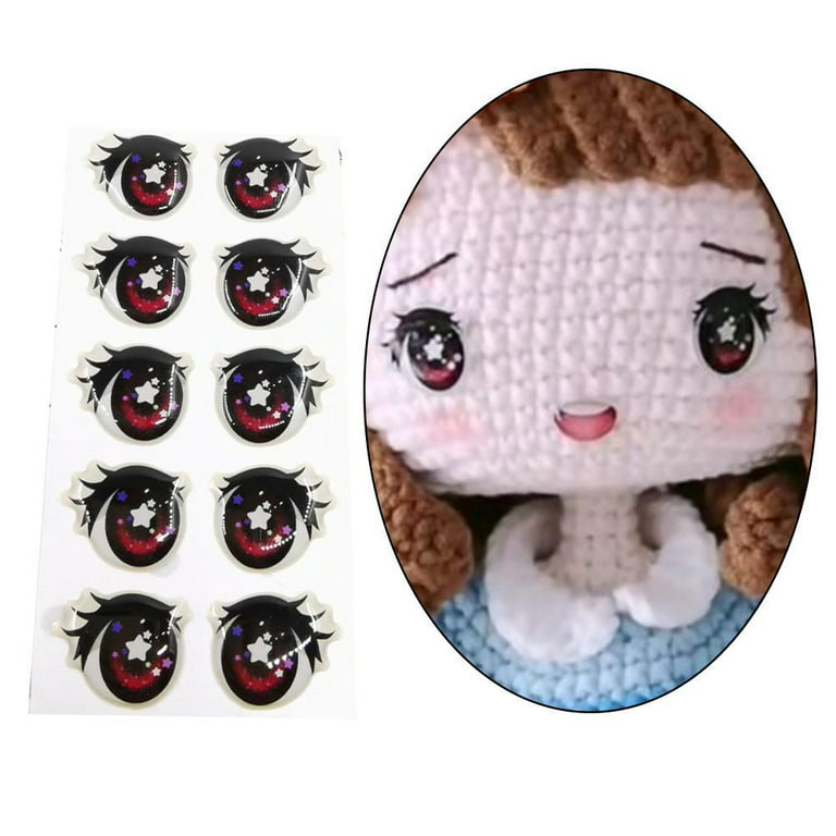 M01399 MOREZMORE 20 3D Eye Stickers Puppet Doll Iris Pupil 3mm