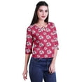 thumbnail image 2 of Moomaya Printed Keyhole Neck Ring Top Casual 3/4th Sleeve Tees Tank Tunic Top, 2 of 6