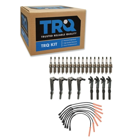 TRQ Iridium Engine Spark Plug Ignition Coil & Wire Set for Ford F150 F250 F350