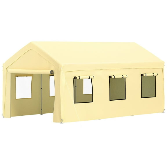 STAWAY Heavy Duty Carport Canopy 10x20ft - Waterproof & UV Resistant with Adjustable Height, Sidewalls & Windows for Outdoor Events - Yellow