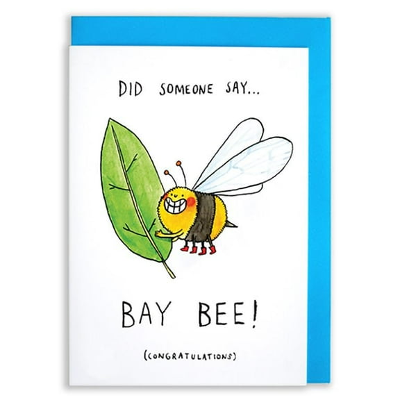 Congratulations Greeting Card – Cute Bee with Leaf Design – Ideal for Baby Showers, Birth Announcements, or New Parent Celebrations – Blank Inside, Envelope Included