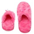 thumbnail image 3 of Women's Fuzzy Fleece Slip-On Memory Foam House Slippers, Size 5-6 – Warm Fluffy Fleece – Cute Teen Pajama Accessory – Soft, Gripping Non-Slip Durable Rubber Sole – Women's Slippers, Hot Pink, 3 of 6