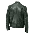 thumbnail image 4 of GXIPO Mens Leather Jacket Real Lambskin Cafe Racer Style Leather Biker Jackets For Men Army Green XL, 4 of 4