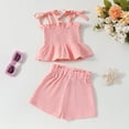 thumbnail image 2 of GXWEA Baby Girl Outfits 12-18 Months Girls 3T Baby Toddler Girls Clothes Solid Color Sleeveless Camisole Linen Pants Set Baby Summer Outfits Pink 2-3 Years, 2 of 5