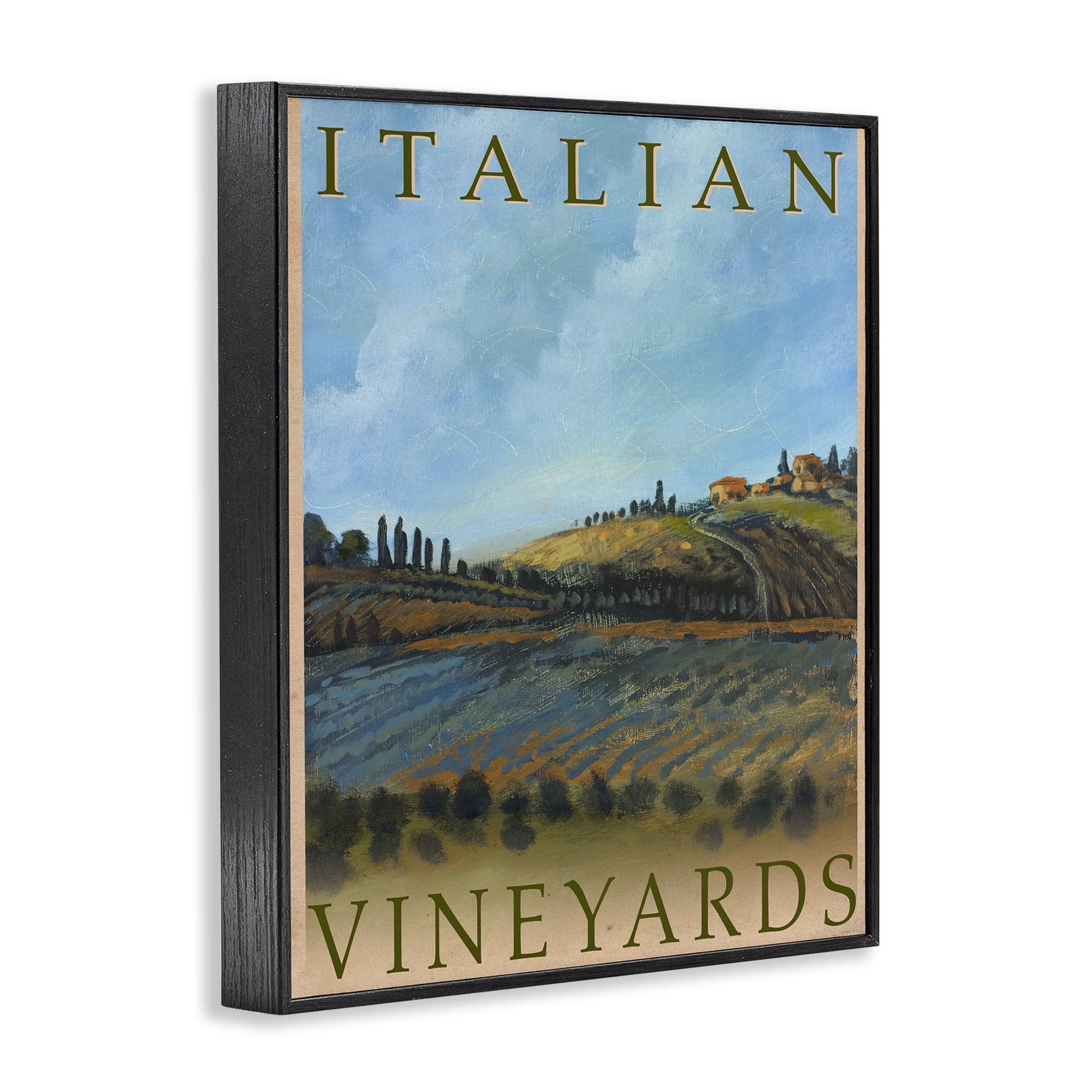 Stupell Industries Italian Vineyards Vintage Poster Black Framed Giclee Art, design by Kingsley
