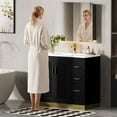 thumbnail image 7 of ANCTOR 36 inch Modern Black Bathroom Vanity with Integrated Ceramic Sink, Adjustable Shelves Soft-Close Drawers & Cabinet, Black, 7 of 7