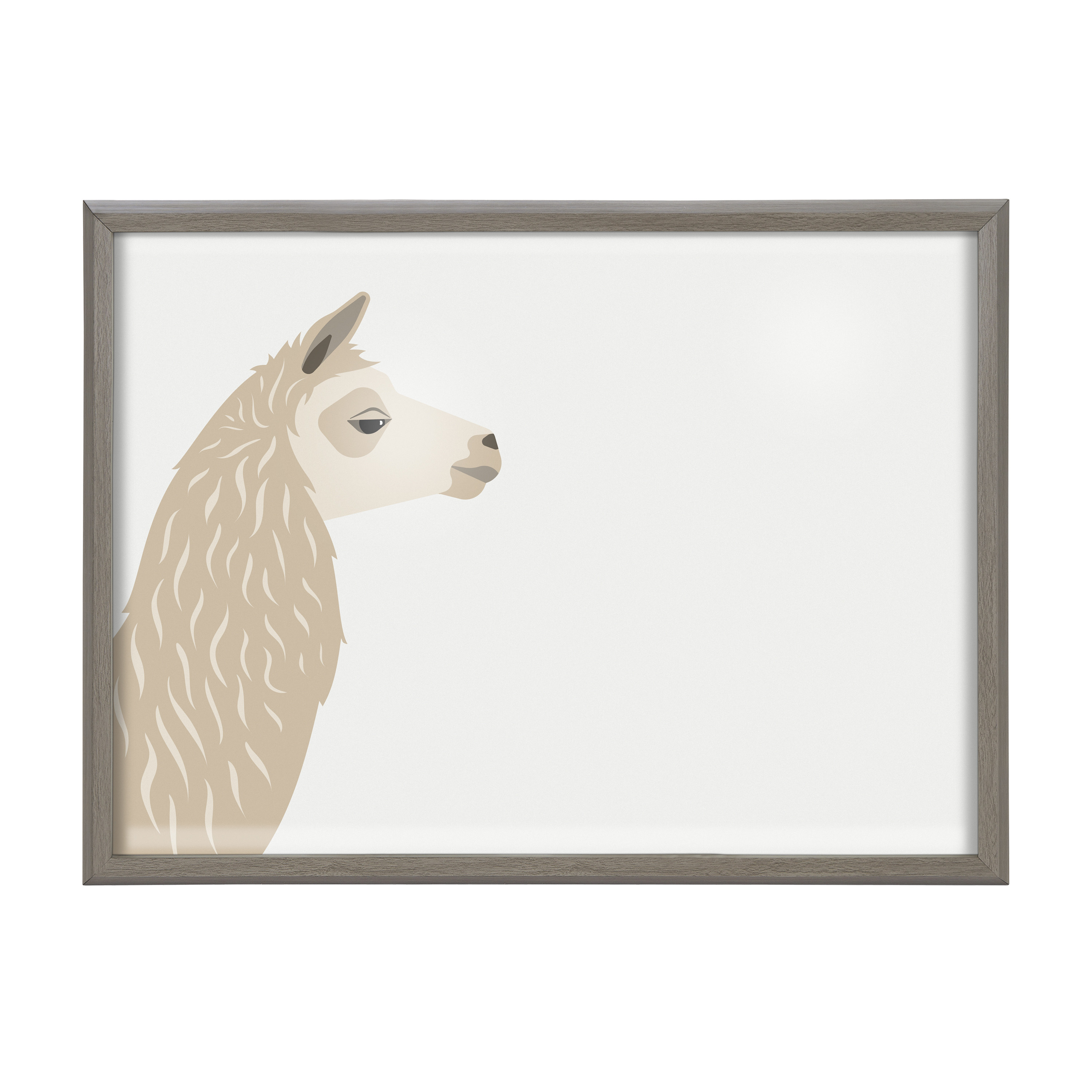 Kate and Laurel Blake Llama Larry Framed Printed Glass Dry Erase Wall Art by Rocket Jack, 18x24 Gray, Contemporary Printed Glass Wall Decor