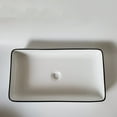 thumbnail image 3 of White Rectangle Shape Vessel Sink | Countertop Black Strip Basin | Tira Vitreous China Washbasin, 3 of 3
