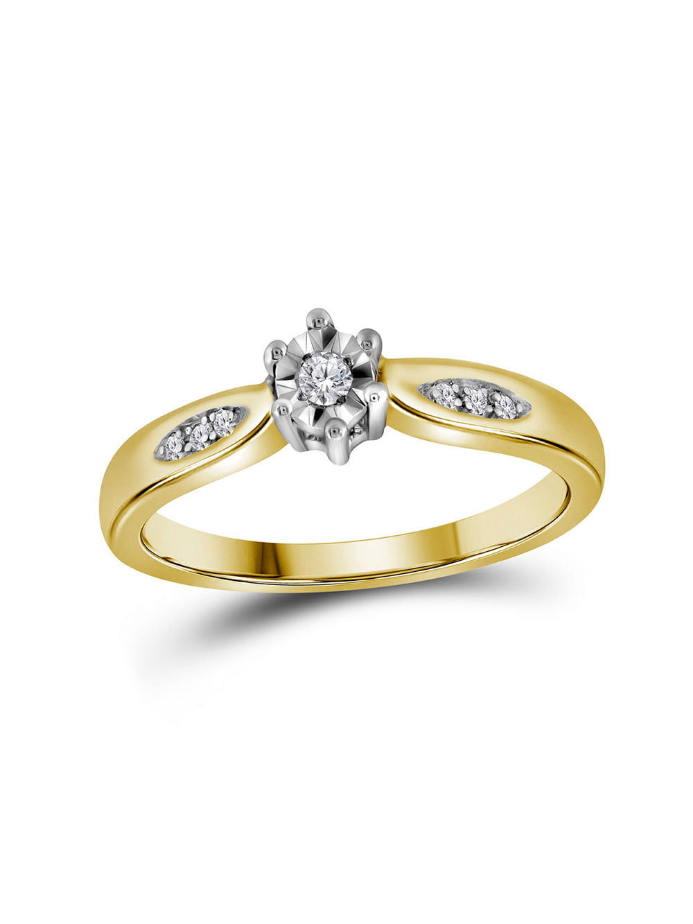 diamond .20-carats bridal engagement ring wedding band set 925 yellow 
