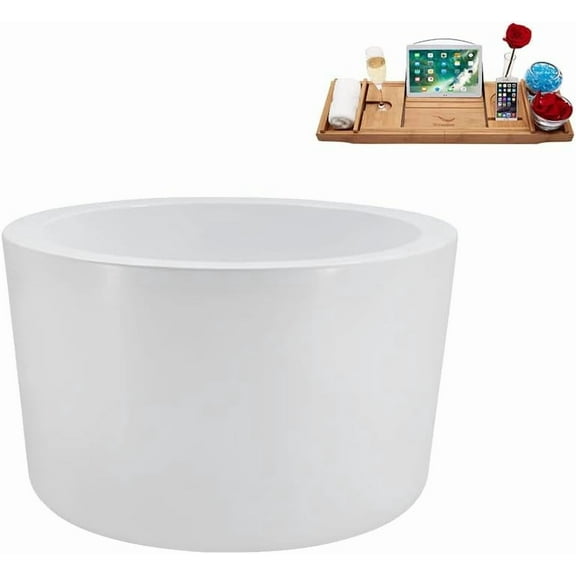 41" Streamline N3760BL Soaking Freestanding Tub and Tray With Internal Drain