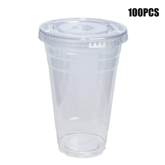 100 Sets Cups With Dome Lids for Iced Cold Drink Coffee Tea Smoothie Tumbler Set Teal Cups for Kitchen Set Glass Food Storage Containers with Lids Airtight Coffee Cup Porcelain Mugs Bulk Kitchen Cups
