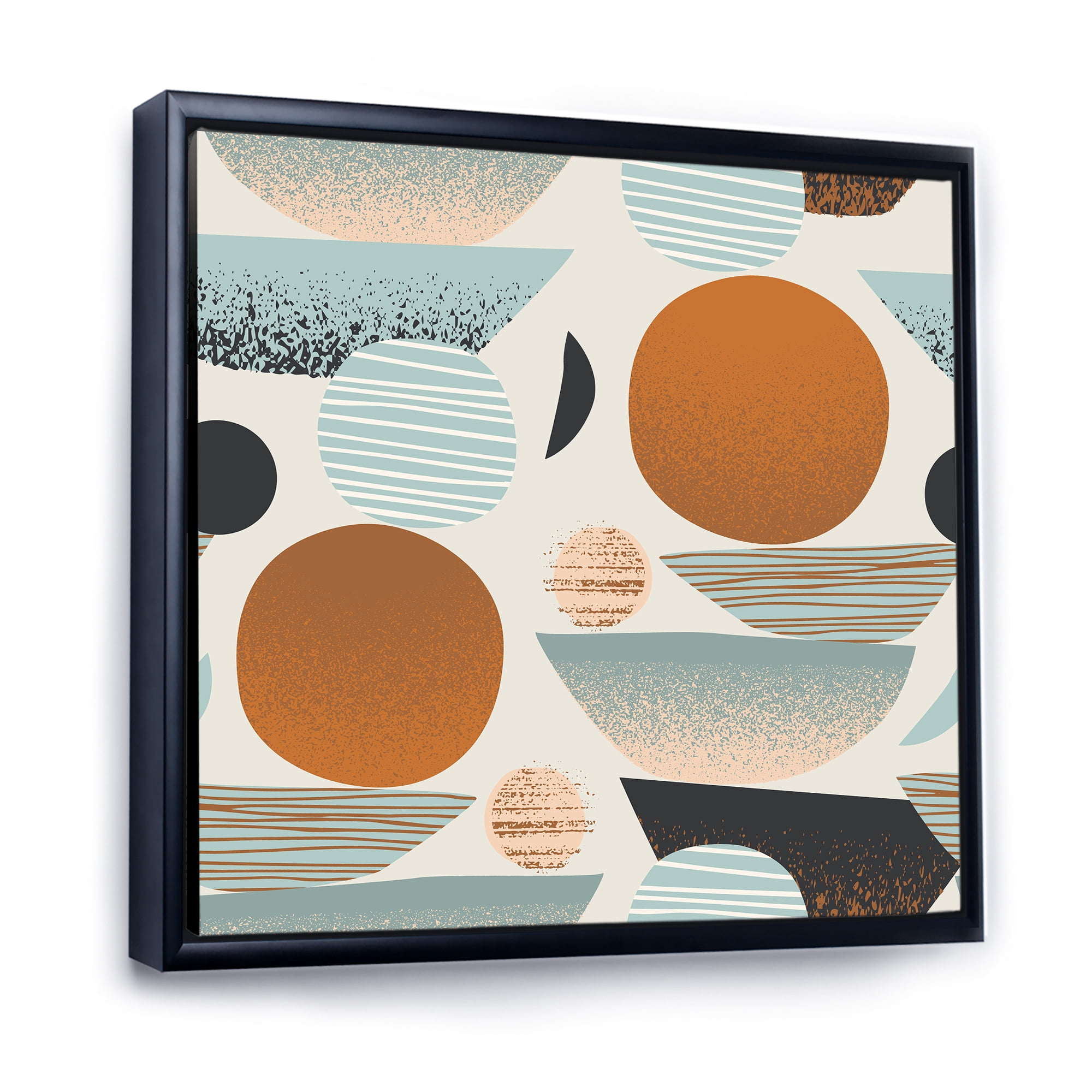 Designart 'Retro Shapes With Abstract Moons and Suns I' Modern Framed Canvas Wall Art Print