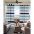 thumbnail image 4 of Blue Grey Striped Blackout Curtains, Light Blocking Print Window Curtains, Farmhouse Stripes Simple Art Thermal Insulated Window Drapes for Living Room Kitchen Cafe 2 Panels, 55"W x 39"L, 4 of 9