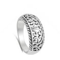 thumbnail image 4 of Wide Filigree Floral Oxidized Vintage Ring .925 Sterling Silver Band Jewelry Female Male Size 7, 4 of 4