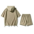 thumbnail image 4 of Men 2 Piece Short Set Style Athcasual Is Fashionable Versatile Handsome Teen Hooded Trend Short Sleeve Shirt and Shorts Summer Outfits for Men, 4 of 5