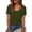Tops-165Army Green, variant on T Shirts for Women Scoop Neck Short Sleeve Casual Vintage Retro Style Slim Fit Solid Ribbed Knit Texture Scallop Trim Detail Soft Stretchy Summer Tops