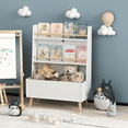 thumbnail image 2 of Kids Bookshelf, 3-Tier Book and Magazine Wooden Open Nursery Bookcase, Baby Book and Toy Storage Display Cabinet Organizer with Legs, for Children, Friends, Family, White, 2 of 9