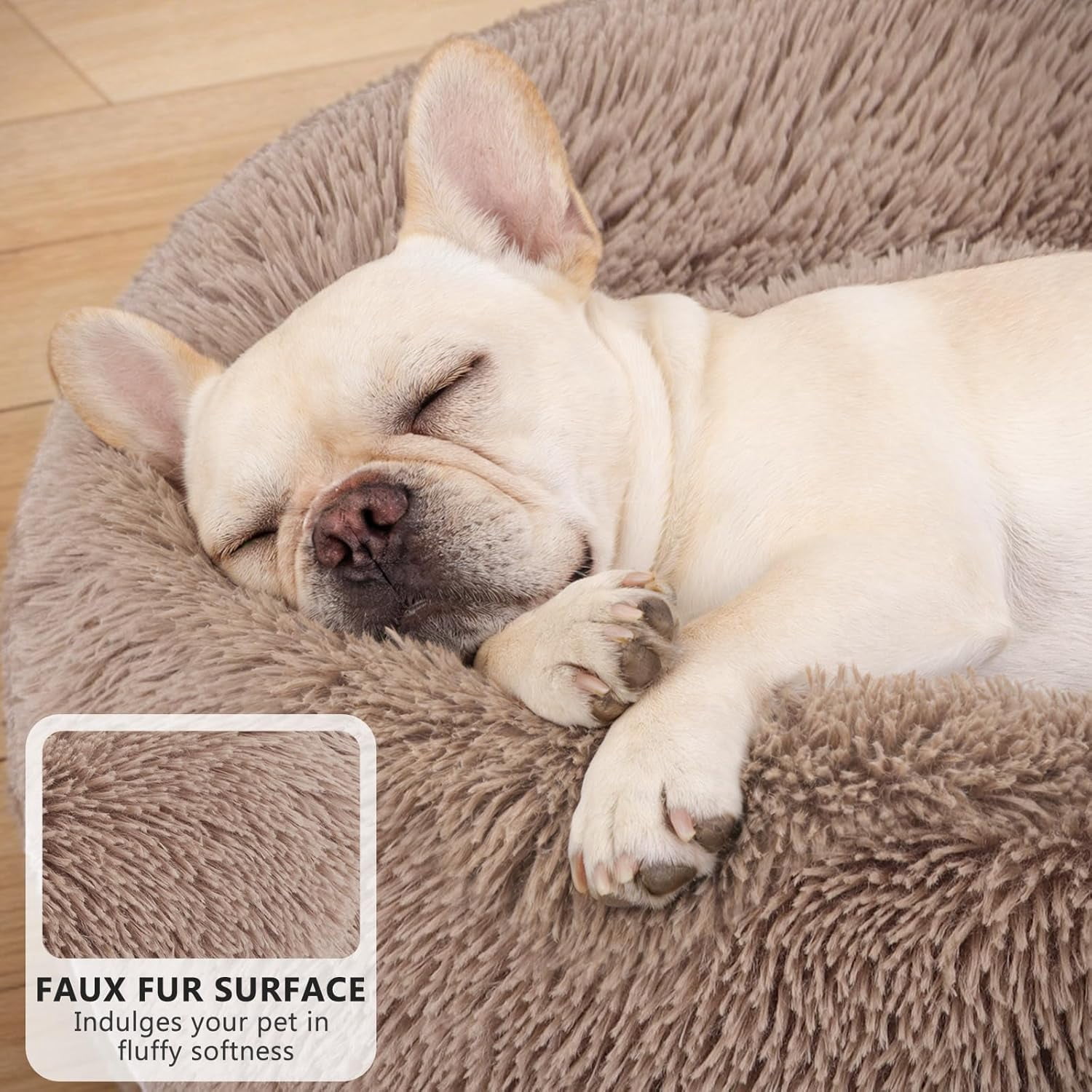 Orthopedic Dog Bed Comfortable Donut Cuddler Round Pet Beds Ultra Soft Washable Dog and Cat Cushion (20''/23''/30'') (23'', Brown)