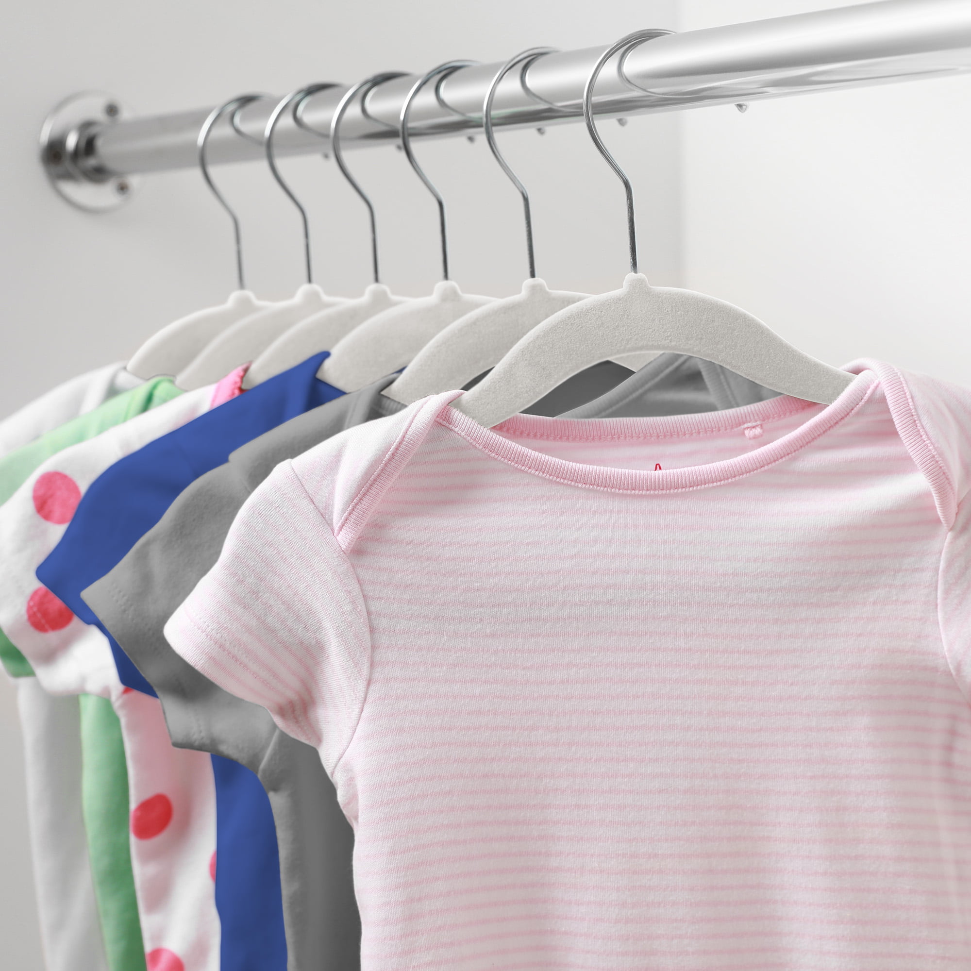 Smartor 11.4” Inch 50pack Grey Baby Velvet Hangers for Closet Kids