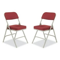 (Pack of 2) NPS 3200 Series Premium 2" Fabric Upholstered Double Hinge Folding Chair, New Burgundy
