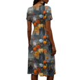 thumbnail image 5 of Halloween Dresses for Women Bat Short Sleeve Pumpkin Funny Wrap Dress Skeleton V Neck Fall Wedding Guest Dresses L, 5 of 5