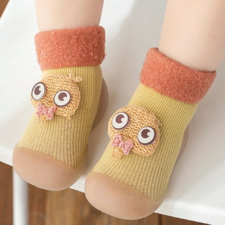 

〖TOTO〗Toddler Shoes Warm Stocking Girls Knit Socks Kids Rubber Soft Solid Sole Slipper Toddler Baby Boys Shoes Baby Shoes