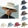 thumbnail image 2 of Mens Sun Hat Bucket Fishing Hiking Cap Wide Brim UV Protection Hat, 2 of 3