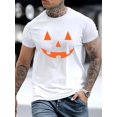 thumbnail image 1 of Halloween T-shirt Men's Halloween Pumpkin Print T-Shirt, Casual Crew Neck Short Sleeve Top, 100% Cotton Knitted Fabric, Slightly Elastic, Regular Version, Summer Street Fashion T-Shirt, 1 of 6