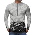 thumbnail image 3 of Dragon Print Quarter Zip Pullover for Men, Long Sleeve Athletic Jersey with Breathable Quick Dry Fabric - Slim Fit Cool Motorcycle Cycling Workout Tops Gray L, 3 of 6
