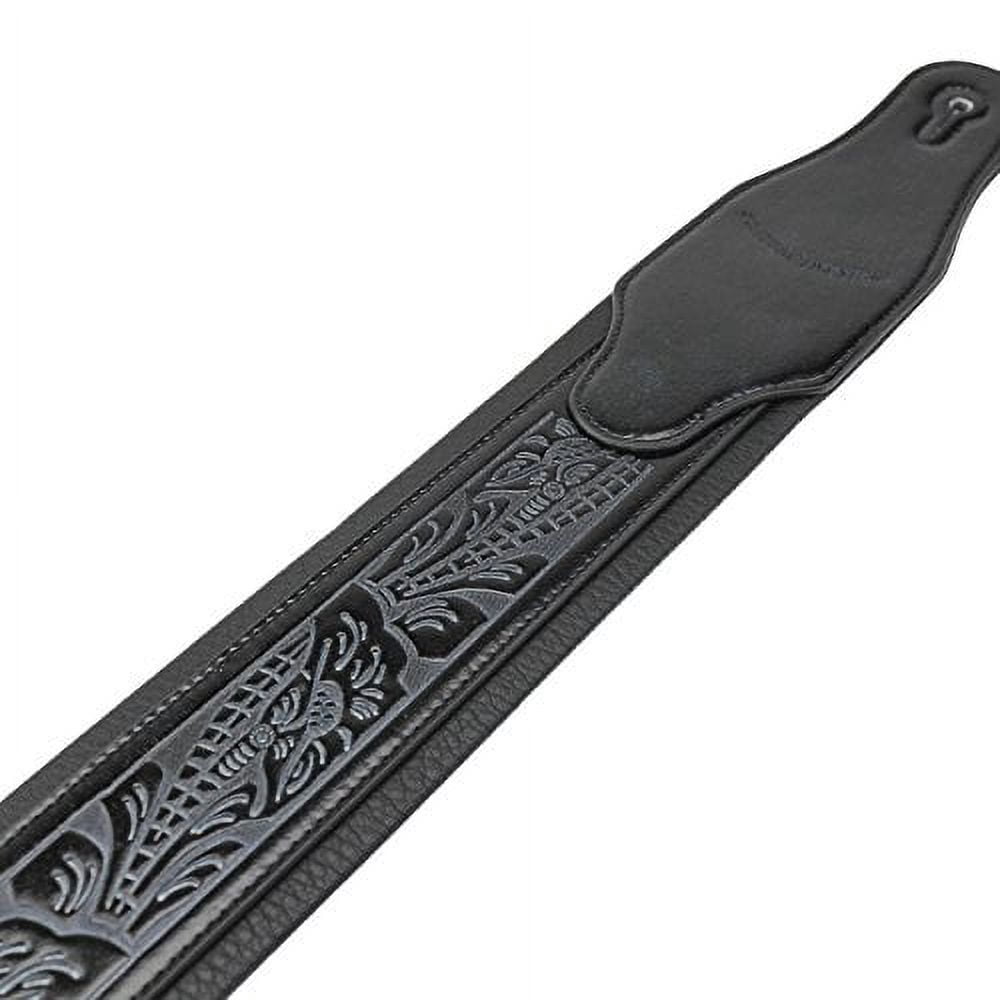 walker &amp; williams gb-102 black padded leather strap classic live oak pattern