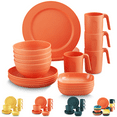ReaNea Orange Plastic Dinnerware Set of 20 Pieces, Unbreakable And