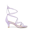 thumbnail image 3 of BLISSFUL STEP Women's Back to School Straps Kitten Heel Lace Up Sandals Light Purple 7, 3 of 8