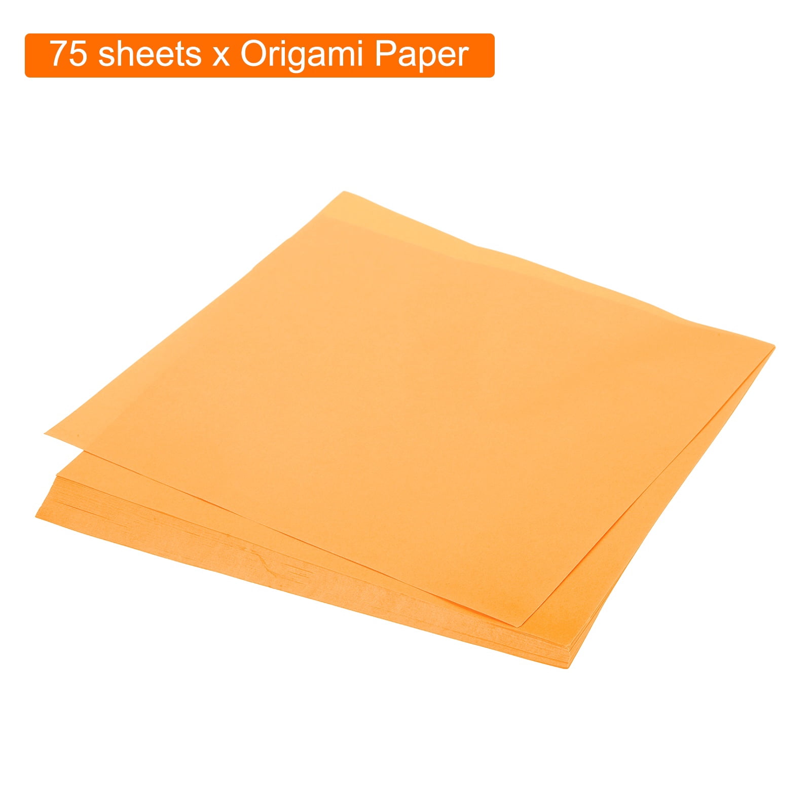 Uxcell 75 Sheets Origami Paper Double Sided 10x10 Inch(25x25cm) 70GSM Origami Paper Square Sheet Easy Fold for Beginners DIY Arts Crafts Projects, Fluorescent Orange