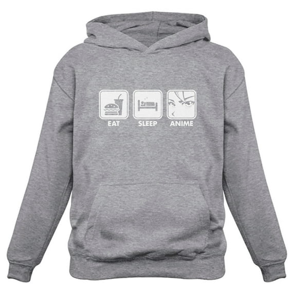 TeeStars - Eat Sleep Anime Cool Women Hoodie XX-Large Gray