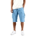 thumbnail image 2 of Domuza Casual Cotton Cargo Shorts for Men Drawstring Elastic Waist Classic Work Shorts with Multiple Pockets Sky Blue XL, 2 of 6