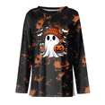 thumbnail image 6 of Womens Long Length Sleeve Tops Funny Ghost Pumpkin Spider Graphic Tee Pumpkin Print Festive Autumn Top, 6 of 6