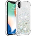 thumbnail image 3 of Compatible with iPhone X Case, iPhone Xs Case Glitter Luxury Cute Love Liquid Quicksand Clear Soft TPU Girls Women Stylish Bumper Shockproof Protective Case for iPhone X/Xs Sliver YB, 3 of 12