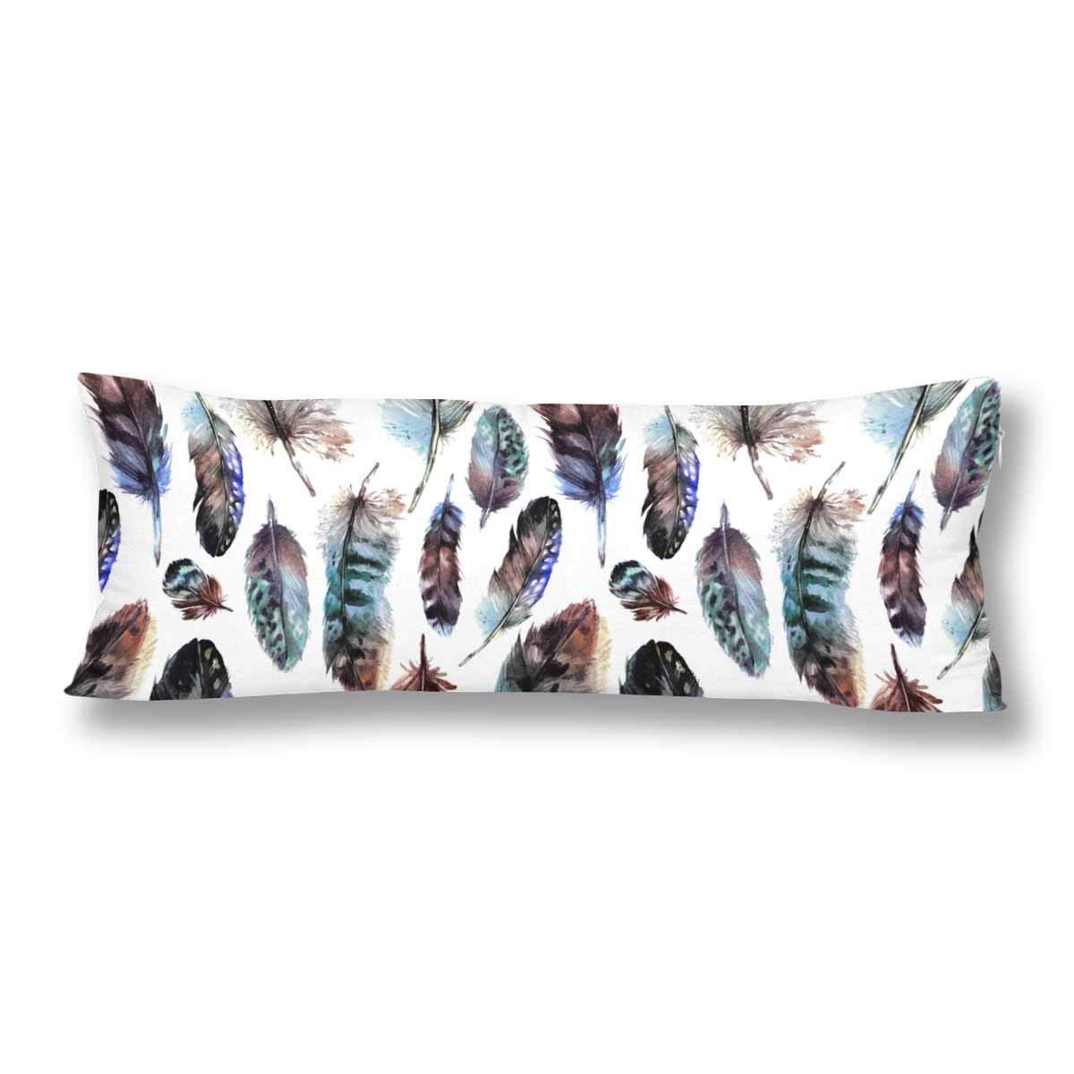 Gckg Watercolor Feather Boho Style Body Pillow Covers Pillowcase