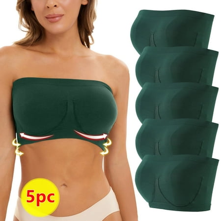 

Jsaierl Strapless Bras for Women Plus Size Support T-shirt Bras Seamless Comfy Bralettes Elegant Everyday Full Figure Bra Sets 5 Pack