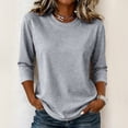 thumbnail image 2 of 3/4 length Sleeve Shirts for Women,Soft Stretchy Wrinkle-Free Tops,Casual Crew Neck T Shirt for Work Daily Fall, M, 2 of 6
