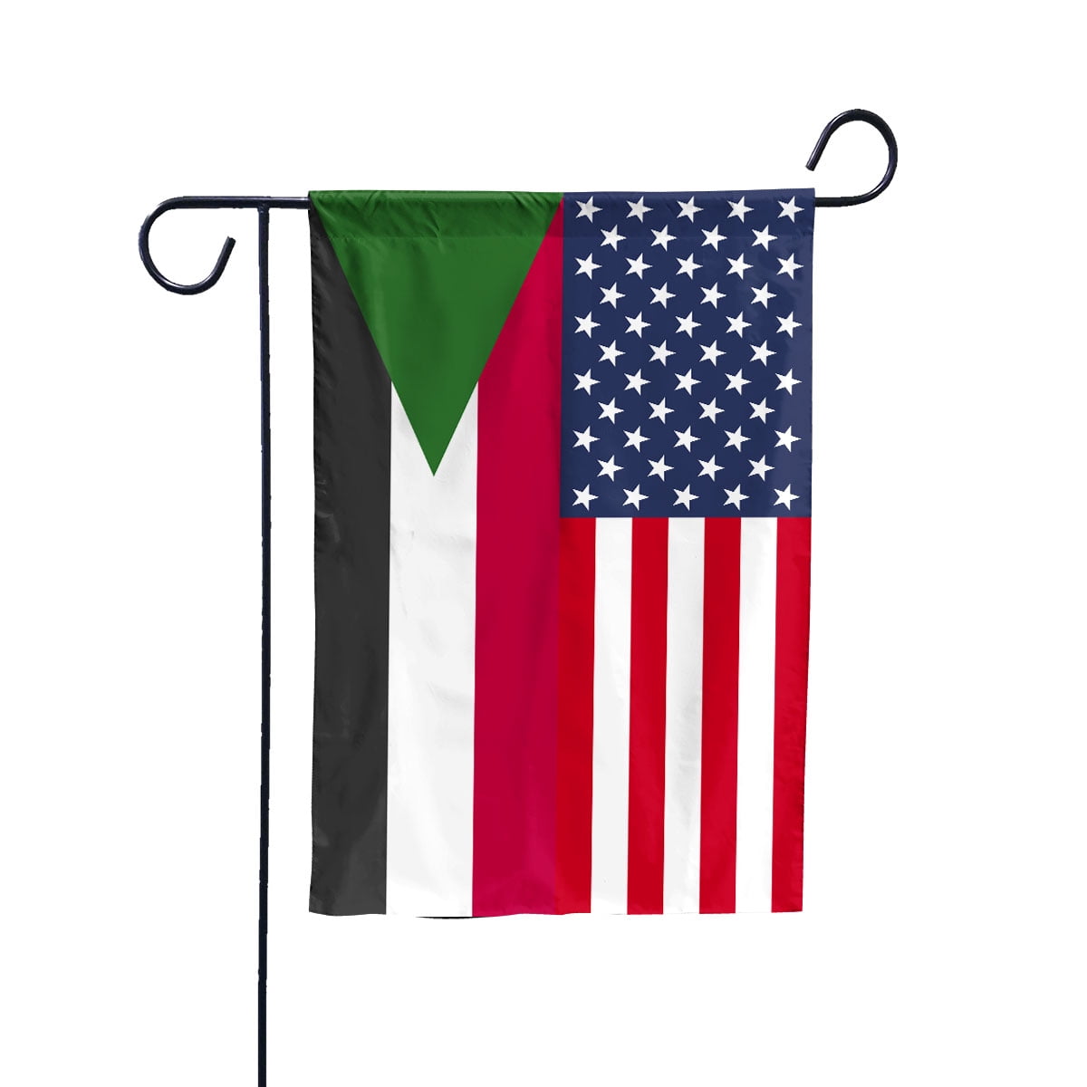 American Sudan Flag Sudanese Friendship U.S.A Memorial Day Patriotic For Garden Flag, Double-Sided Decorative Outdoor Flag, Patriotic Polyester Yard Flag 12 x 18 in