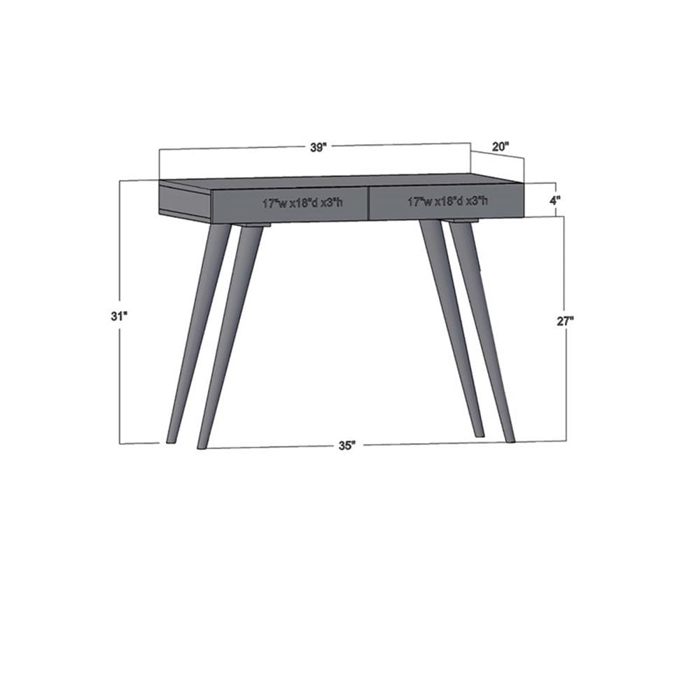 Pratt 39 inch Solid Wood Office Desk in Dark Walnut